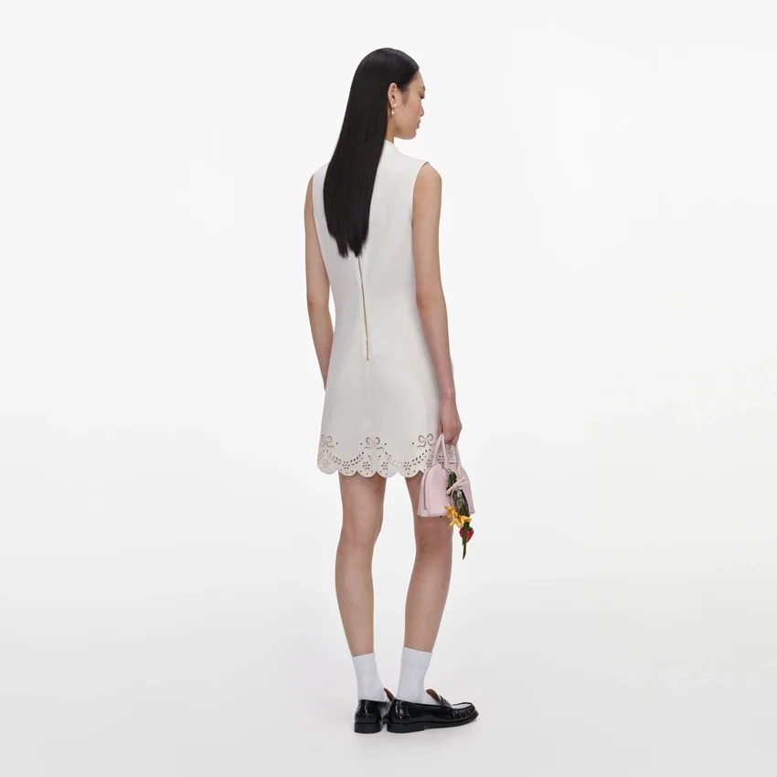 Cream Broderie Denim Mini Dress Cream Broderie Denim Mini Dress