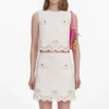 Cream Broderie Denim Mini Skirt Cream Broderie Denim Mini Skirt