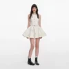 Cream Broderie Denim Sleeveless Mini Dress Cream Broderie Denim Sleeveless Mini Dress