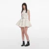 Cream Broderie Denim Sleeveless Mini Dress Cream Broderie Denim Sleeveless Mini Dress