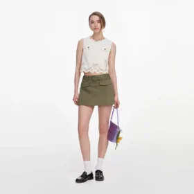 Cream Broderie Denim Top