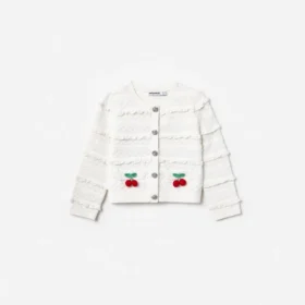 Cream Cherry Motif Cardigan