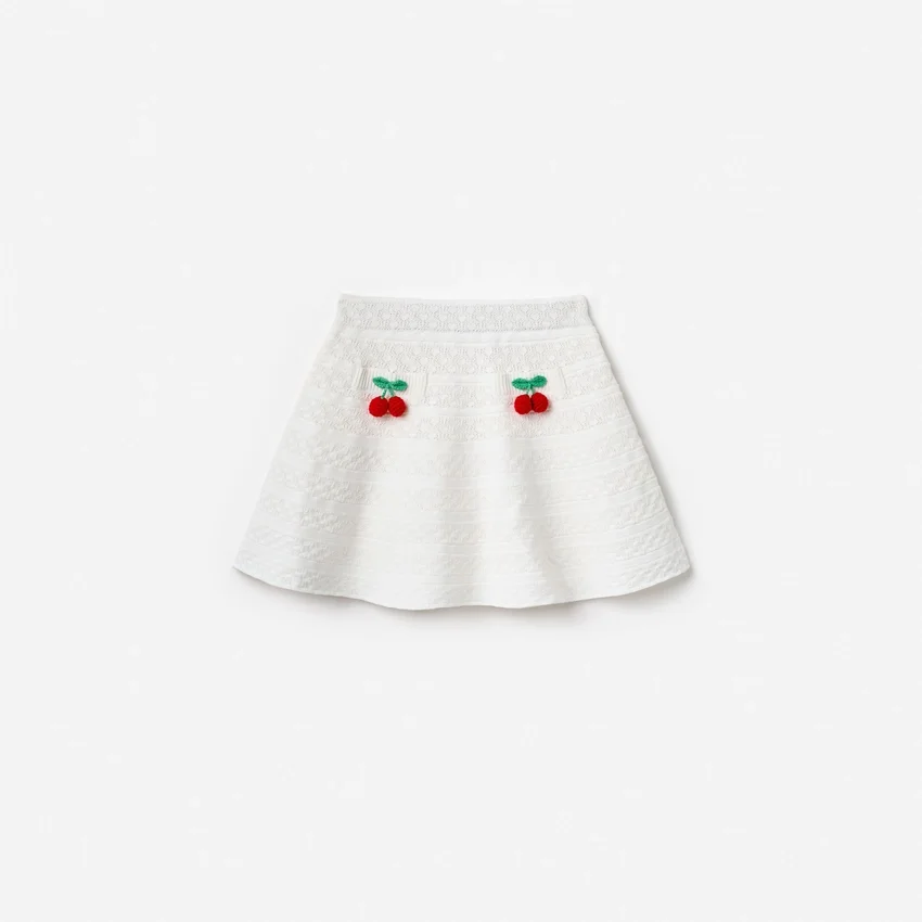 Cream Cherry Motif Knit Skirt Cream Cherry Motif Knit Skirt