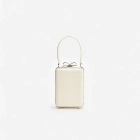 Cream Croc Leather Micro Bag