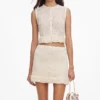 Cream Crochet Flower Knit Mini Skirt Cream Crochet Flower Knit Mini Skirt