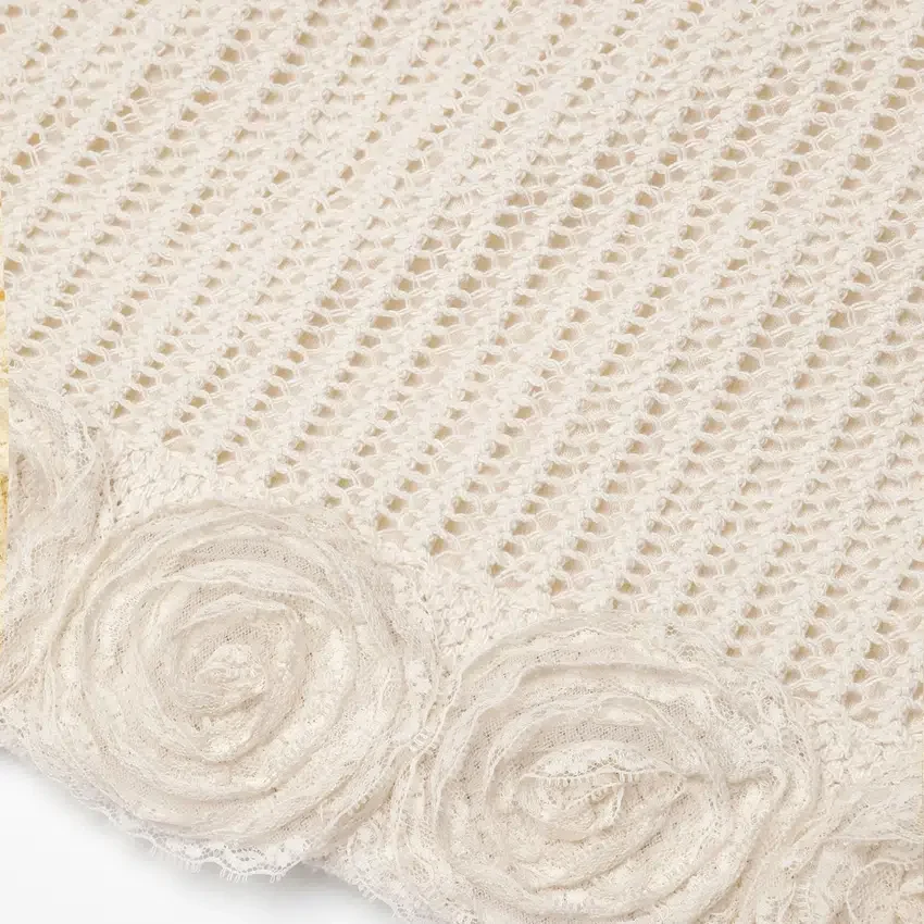 Cream Crochet Flower Knit Mini Skirt Cream Crochet Flower Knit Mini Skirt