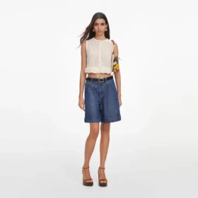 Cream Crochet Flower Knit Top