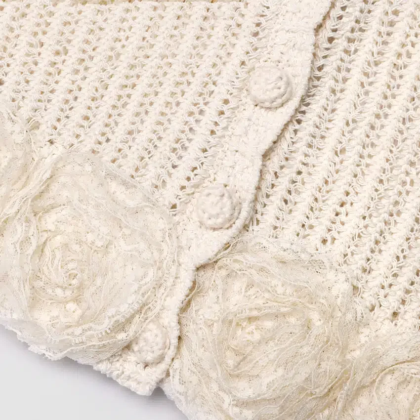 Cream Crochet Flower Knit Top Cream Crochet Flower Knit Top