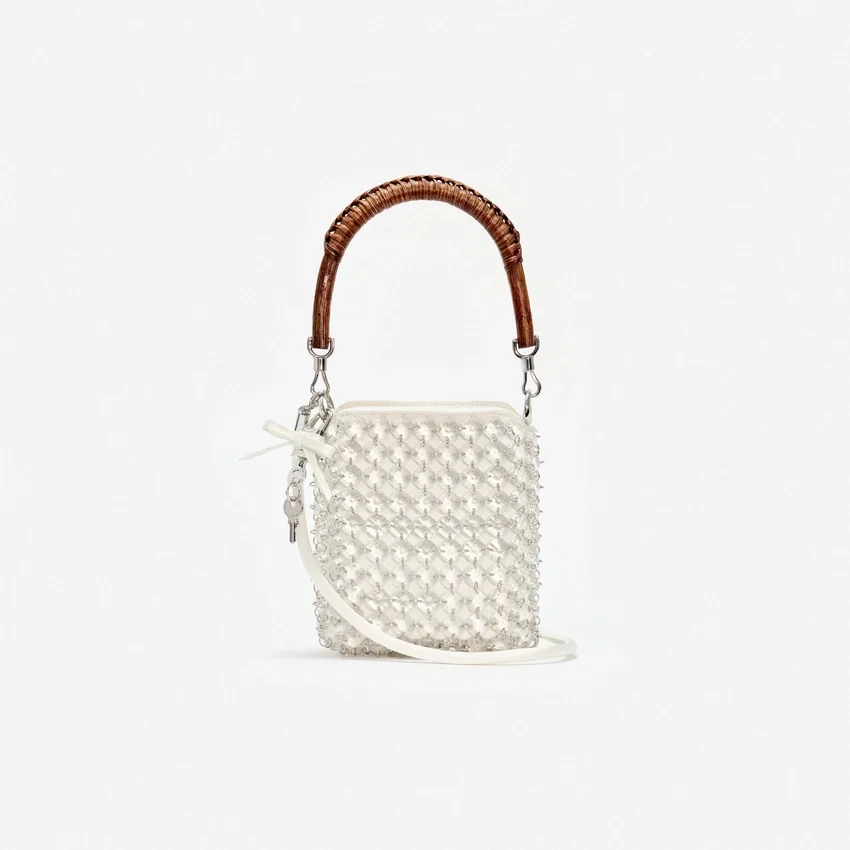 Cream Crystal Chain Mini Tote Bag Cream Crystal Chain Mini Tote Bag