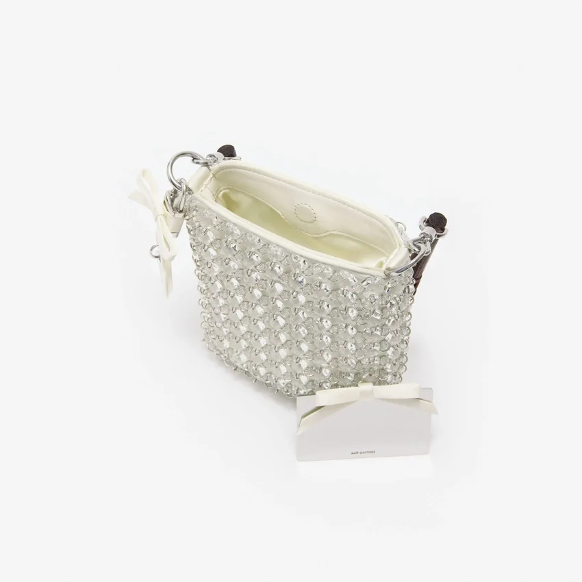 Cream Crystal Chain Mini Tote Bag Cream Crystal Chain Mini Tote Bag