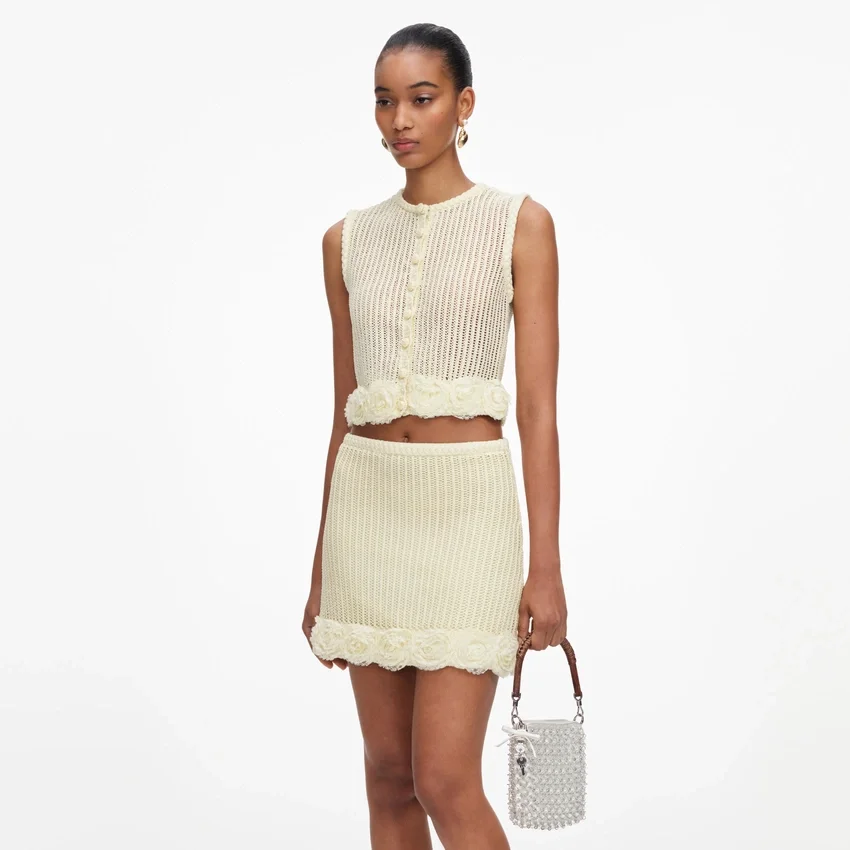 Cream Crystal Chain Mini Tote Bag Cream Crystal Chain Mini Tote Bag