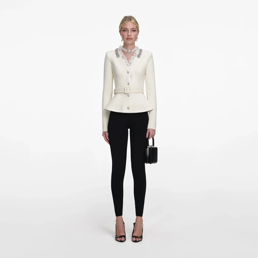 Cream Crystal Trim Cardigan Cream Crystal Trim Cardigan