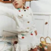 Cream Denim Cherry Motif Jacket Cream Denim Cherry Motif Jacket