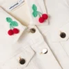 Cream Denim Cherry Motif Jacket Cream Denim Cherry Motif Jacket