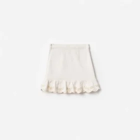 Cream Denim Cherry Motif Skirt