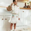 Cream Denim Cherry Motif Skirt Cream Denim Cherry Motif Skirt
