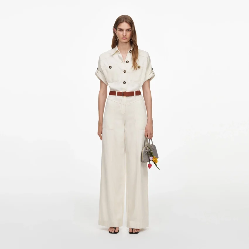 Cream Denim Jumpsuit Cream Denim Jumpsuit