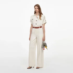 Cream Denim Jumpsuit