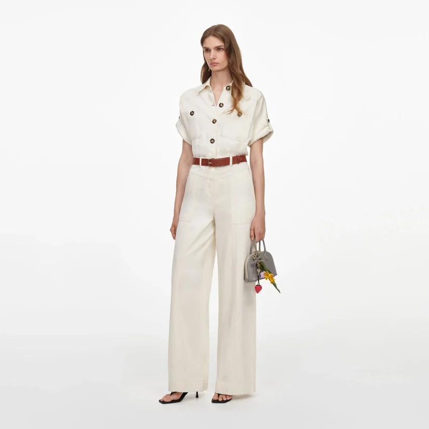 Cream Denim Jumpsuit Cream Denim Jumpsuit