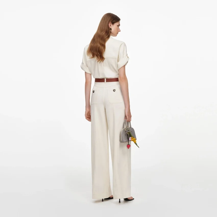 Cream Denim Jumpsuit Cream Denim Jumpsuit
