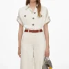 Cream Denim Jumpsuit Cream Denim Jumpsuit