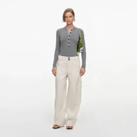 Cream Denim Pocket Trousers