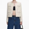 Cream Embellished Boucle Jacket