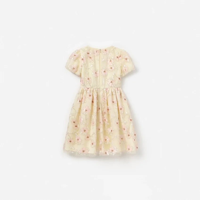Cream Embellished Flower Tulle Dress Cream Embellished Flower Tulle Dress