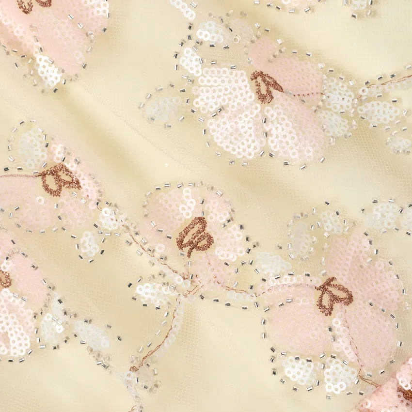 Cream Embellished Flower Tulle Dress Cream Embellished Flower Tulle Dress