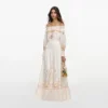 Cream Floral Organza Ruffle Maxi Dress Cream Floral Organza Ruffle Maxi Dress