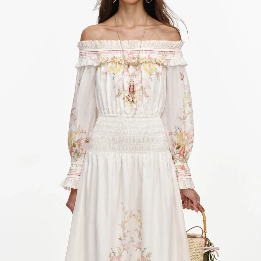 Cream Floral Organza Ruffle Maxi Dress Cream Floral Organza Ruffle Maxi Dress