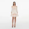 Cream Floral Organza Ruffle Mini Dress Cream Floral Organza Ruffle Mini Dress
