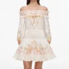 Cream Floral Organza Ruffle Mini Dress Cream Floral Organza Ruffle Mini Dress