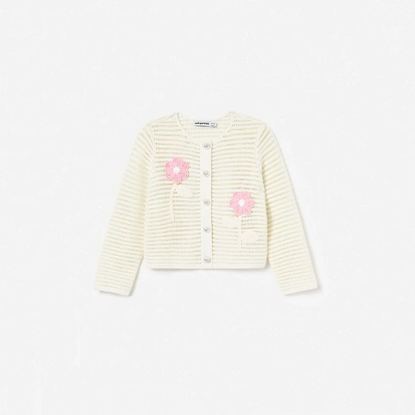 Cream Flower Knitted Cardigan Cream Flower Knitted Cardigan
