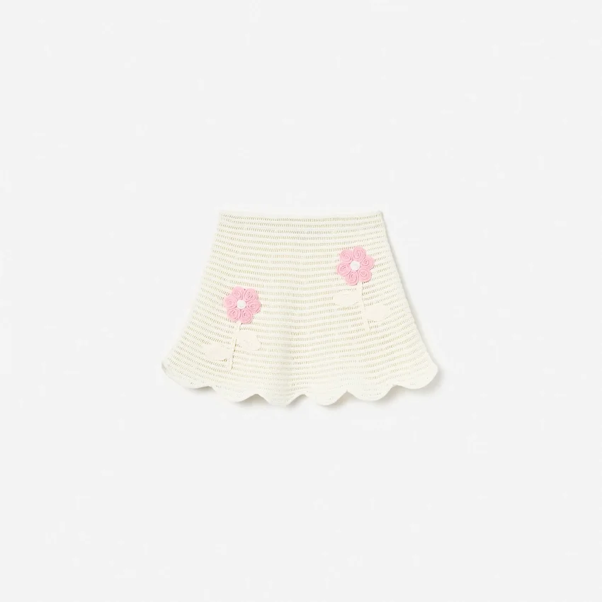 Cream Flower Knitted Skirt Cream Flower Knitted Skirt