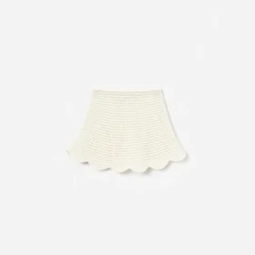 Cream Flower Knitted Skirt