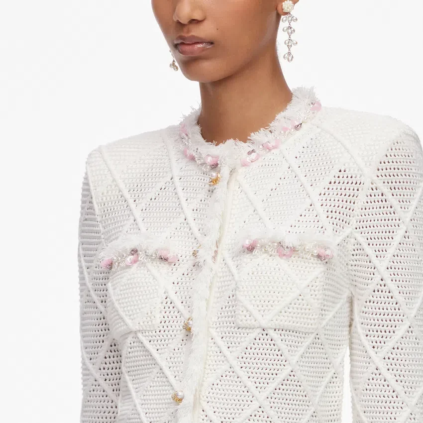 Cream Fringe Knit Cardigan Cream Fringe Knit Cardigan