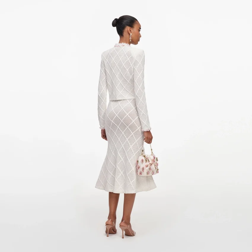 Cream Fringe Knit Midi Skirt Cream Fringe Knit Midi Skirt