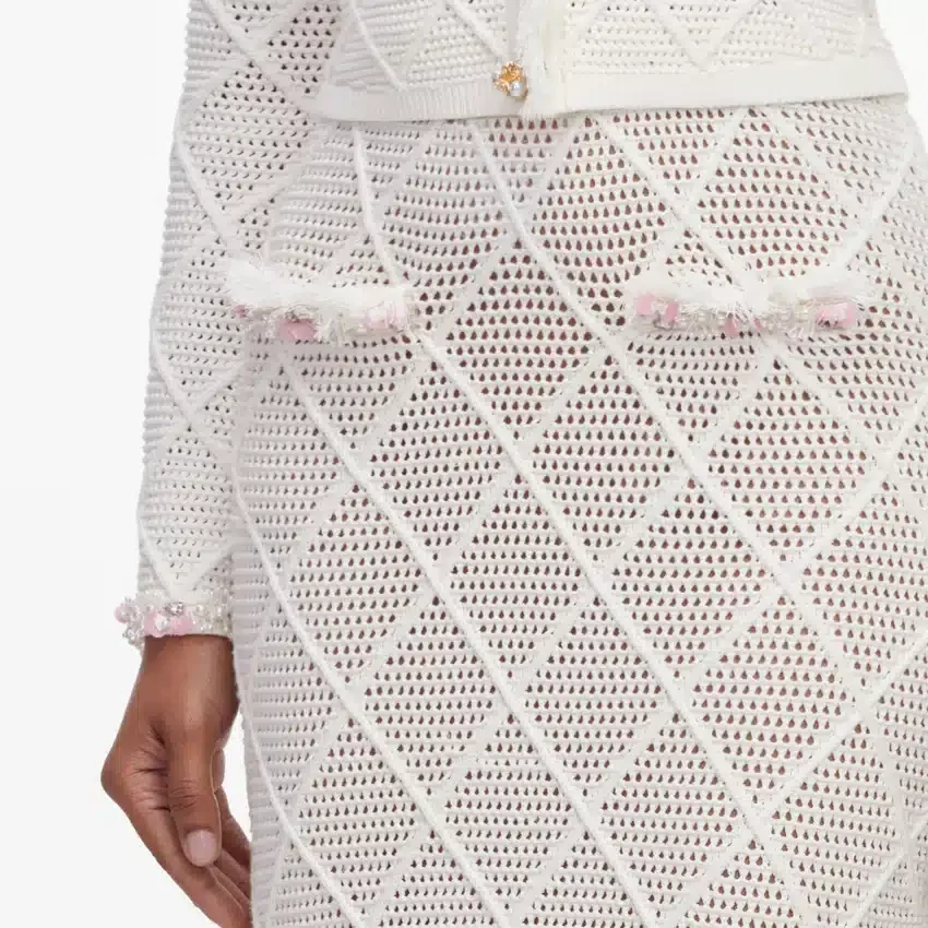 Cream Fringe Knit Midi Skirt Cream Fringe Knit Midi Skirt