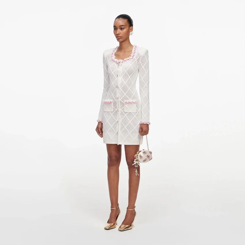 Cream Fringe Knit Mini Dress Cream Fringe Knit Mini Dress