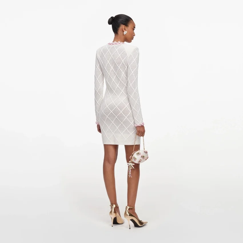 Cream Fringe Knit Mini Dress Cream Fringe Knit Mini Dress