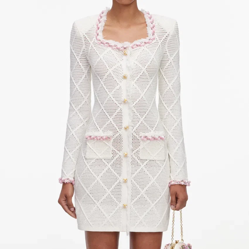 Cream Fringe Knit Mini Dress Cream Fringe Knit Mini Dress