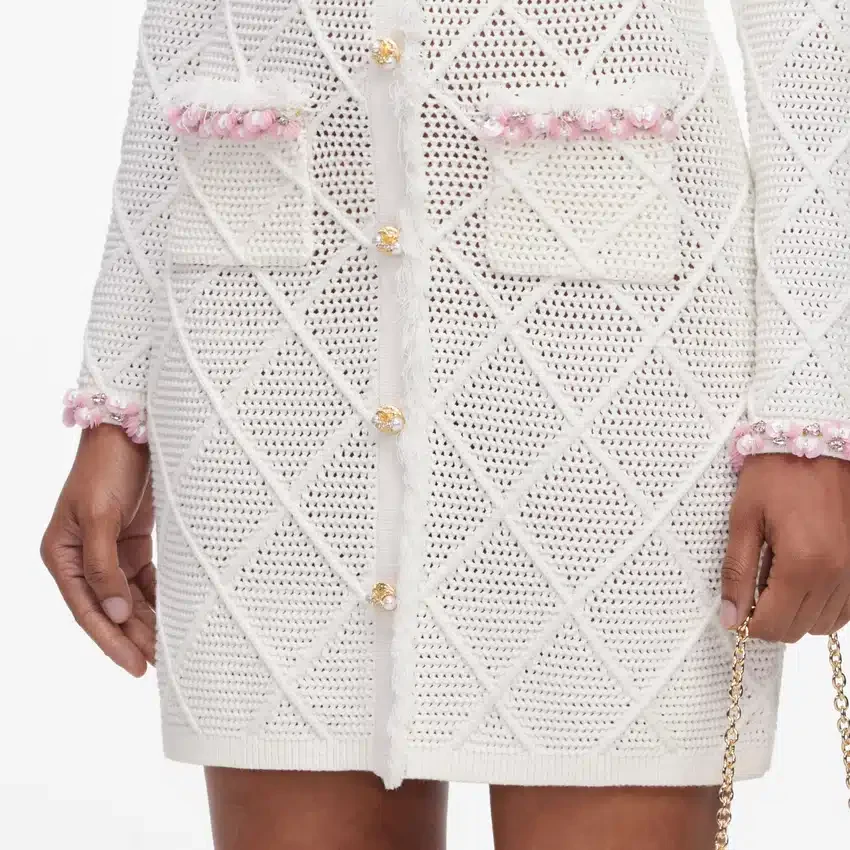 Cream Fringe Knit Mini Dress Cream Fringe Knit Mini Dress