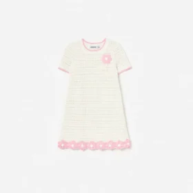 Cream Knit Flower Hem Mini Dress