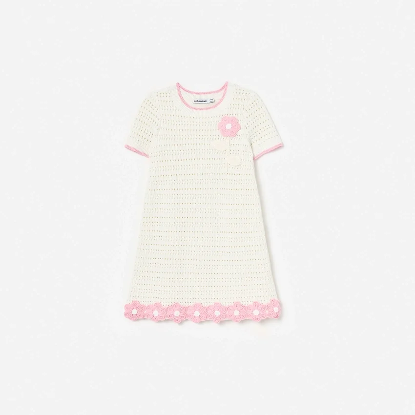 Cream Knit Flower Hem Mini Dress Cream Knit Flower Hem Mini Dress