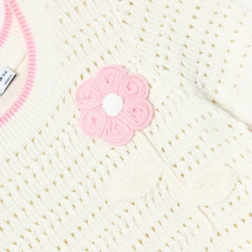 Cream Knit Flower Hem Mini Dress Cream Knit Flower Hem Mini Dress