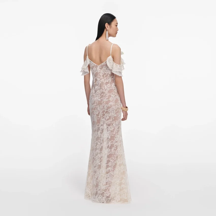 Cream Lace Flower Maxi Dress Cream Lace Flower Maxi Dress