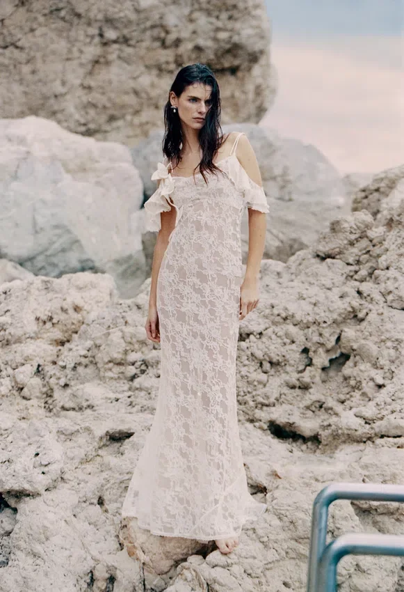 Cream Lace Flower Maxi Dress Cream Lace Flower Maxi Dress