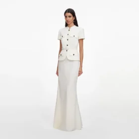 Cream Linen Blend Peplum Maxi Dress