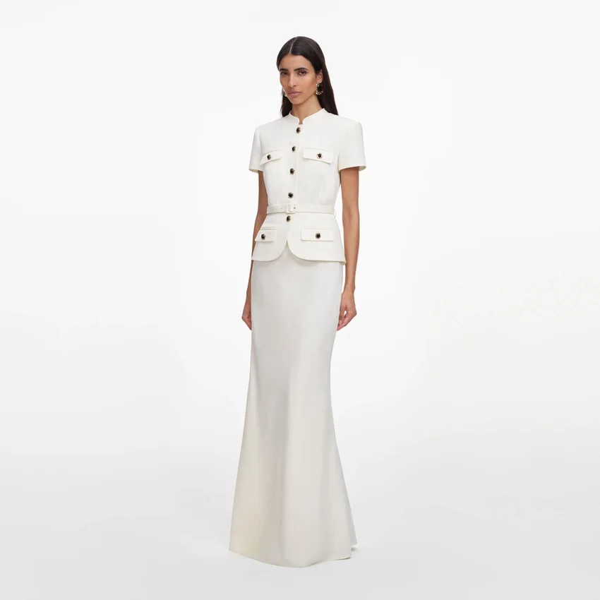 Cream Linen Blend Peplum Maxi Dress Cream Linen Blend Peplum Maxi Dress